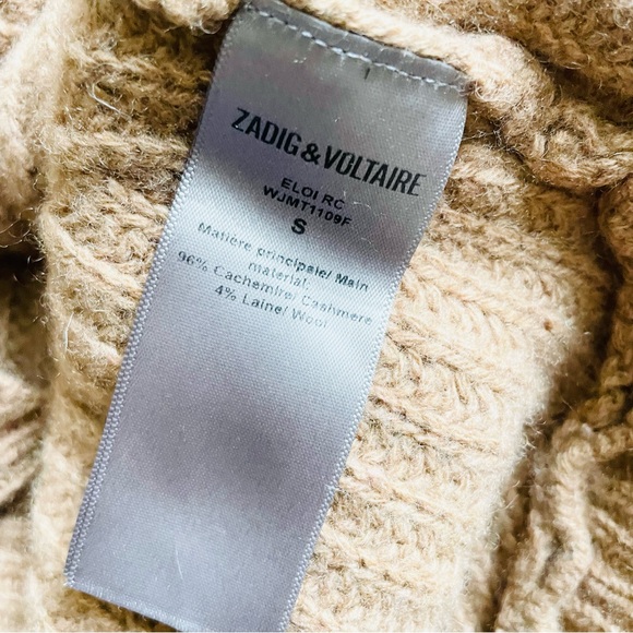 Zadig & Voltaire SMALL Eloi cashmere turtleneck knit sweater in cognac brown - Picture 6 of 6